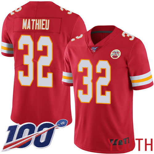 Youth Kansas City Chiefs 32 Mathieu Tyrann Red Team Color Vapor Untouchable Limited Player 100th Season Football Nike NFL Jersey